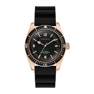 Mens Sea Hunter Automatic Rose Gold & Black Rubber Strap Watch Black Dial Product Image