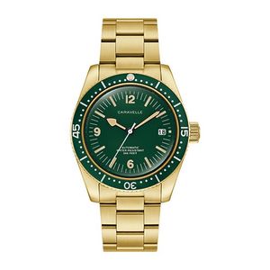 Mens Sea Hunter Automatic Gold-Tone Stainless Steel Watch Green Dial Product Image