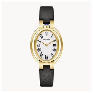 Ladies Rubaiyat "Ella" Apollo Theater Gold & Black Leather Strap White Dial Product Image