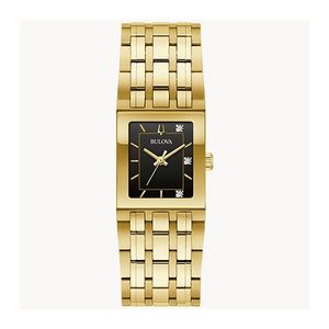 Ladies Marc Anthony Quadra Gold-Tone SS Rectangular Watch Black Dial Product Image