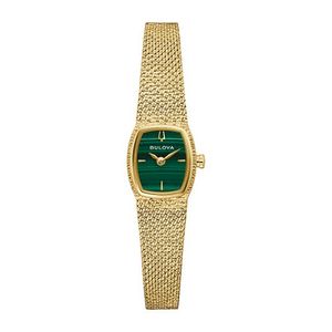 Ladies Goddess of Time Gold-Tone Stainless Steel Mesh Bracelet Malachite Dial Product Image