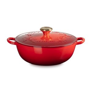 4.5qt Holly Collection Cast Iron Traditional Chefs Oven w/ Gold Knob Cerise Product Image