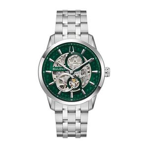 Mens Sutton Automatic Silver-Tone Stainless Steel Watch Green Dial Product Image