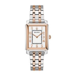 Ladies Sutton 2-Tone Stainless Steel Rectangle Watch White Dial Product Image