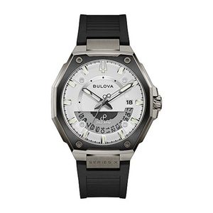 Mens Series X HPQ Precisionist Gray & Black HNBR Rubber Strap Watch White Dial Product Image