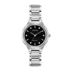 Ladies Corso Eco-Drive Silver-Tone Stainless Steel Watch Black Dial Product Image