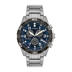 Mens Brycen Chrono Super Titanium Eco-Drive Silver-Tone SS Watch Midnight Dial Product Image