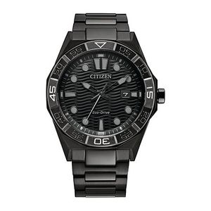 Mens Brycen Eco-Drive Black Ion-Plated Stainless Steel Watch Black Dial Product Image