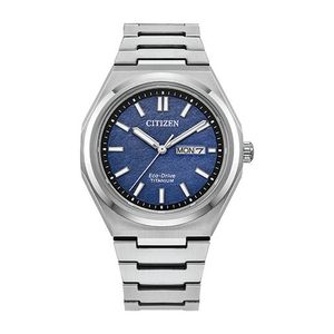 Mens Zenshin Super Titanium Eco-Drive Silver-Tone Watch Blue Dial Product Image