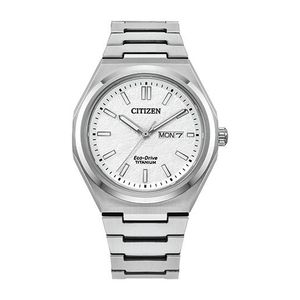 Mens Zenshin Super Titanium Eco-Drive Silver-Tone Watch White Dial Product Image