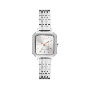 Ladies Leila Silver-Tone Stainless Steel Square Watch Silver Dial Product Image