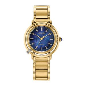 Ladies L Arcly Eco-Drive Gold-Tone Stainless Steel Watch Navy Blue Dial Product Image
