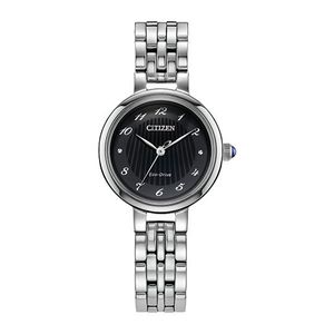 Ladies Citizen L "Classic" Eco-Drive Silver-Tone SS Watch Black Dial Product Image