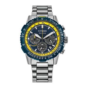Mens Promaster Navihawk Eco-Drive Chronograph Silver-Tone Watch Blue Dial Product Image