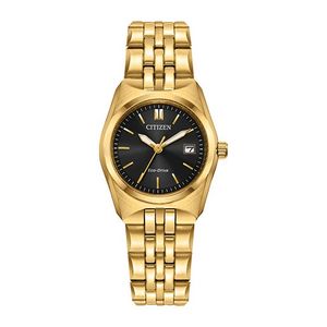 Ladies Corso Eco-Drive Gold-Tone Stainless Steel Watch Black Dial Product Image