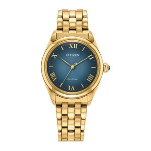 Ladies L "Classic" Eco-Drive Gold-Tone Stainless Steel Watch Navy Dial Product Image