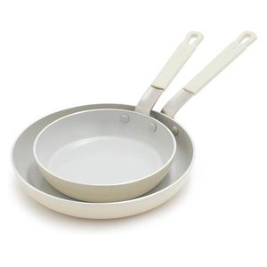 Ceramic Nonstick Aluminum 2pc Frypan Set Cream Product Image