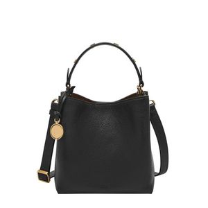 Jessie Leather Small Bucket Crossbody Bag Black Product Image