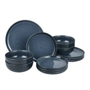 12pc Black Pearl Glazed Black Dinnerware Set Product Image