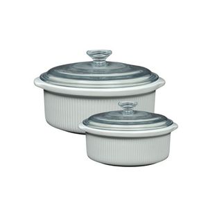 4pc Ceramic Stoneware Casserole Baking Set White Product Image