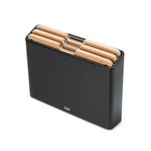 Folio Steel 3pc Bamboo Cutting Board Set w/ Stainless Steel Case Black Product Image