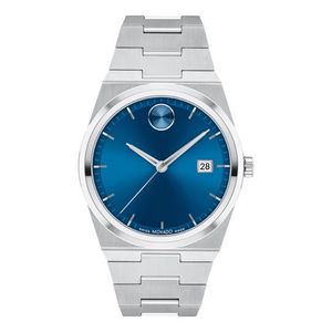 Unisex BOLD Quest Silver-Tone Stainless Steel Watch Blue Dial Product Image