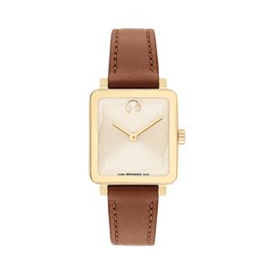 Ladies BOLD Evolution 2.0 Cognac Leather Strap Square Watch Champagne Dial Product Image