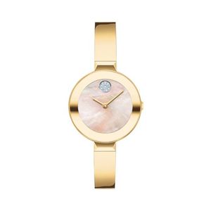 Ladies BOLD Gold-Tone Stainless Steel Bangle Bracelet Yellow MOP Dial Product Image