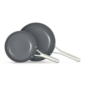 Ceramic Nonstick 2pc Frying Pan Set Silver Ash Product Image