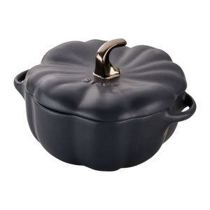 0.75qt Petite Cast Iron Pumpkin Cocotte Matte Black Product Image