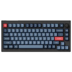 Keychron - V1 Max 75% Custom Wireless RGB Mechanical Keyboard with Programmable QMK/VIA Hot-Swappable Red Switch - Black Product Image