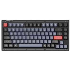 Keychron - V1 75% Custom Wired RGB Mechanical Keyboard with Programmable QMK/VIA Hot-Swappable Brown Switch - Translucent Black Product Image