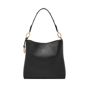 Jessie Leather Bucket Shoulder Bag Black Product Image