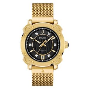 Ladies Grammy HPQ Precisionist Gold-Tone SS Mesh Watch Black Dial Product Image