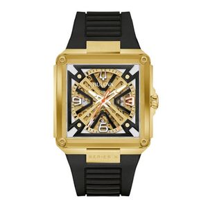 Mens Series X Marc Anthony Automatic Black HNBR Rubber Strap Watch Gold Dial Product Image