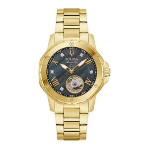 Ladies Marine Star Automatic Gold-Tone Stainless Steel Watch Black MOP Dial Product Image