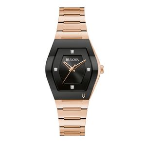 Ladies' Modern Gemini Rose Gold-Tone Bracelet Watch, Black Dial Product Image