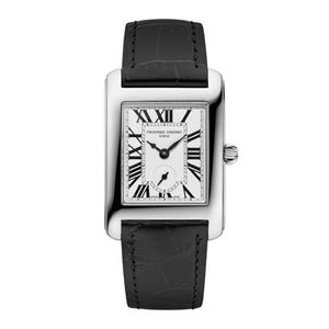 Ladies Classic CARREE Small Seconds Black Leather Strap Watch Silver Dial Product Image