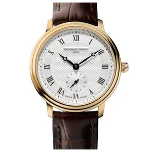 Ladies Classics Slimline Small Seconds Brown Leather Strap Watch Silver Dial Product Image