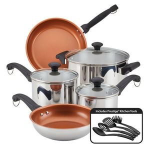 Classic Traditions 12pc Ceramic Stainless Steel Cookware Set Product Image