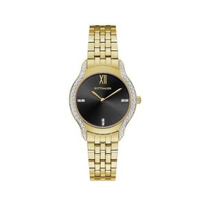 Ladies Black Tie Diamond & Gold-Tone Stainless Steel Watch Black Dial Product Image