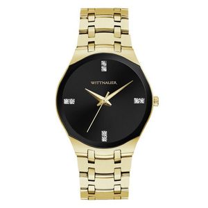 Ladies Montserrat Gold-Tone Stainless Steel Watch Black Dial Product Image