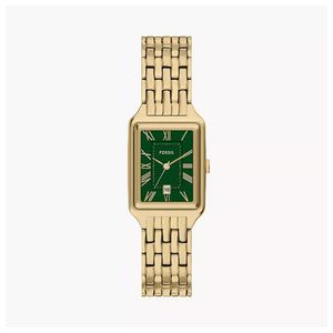Ladies Raquel Gold-Tone Stainless Steel Rectangular Watch, Green Dial Product Image