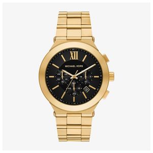 Mens Oversized Billie Chronograph Gold-Tone Stainless Steel Watch Black Dial Product Image