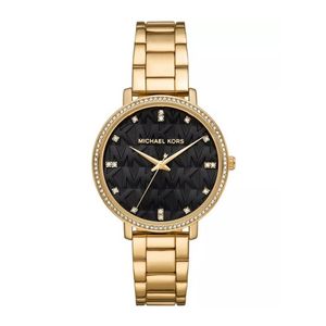 Ladies Pyper Quartz Crystal Gold-Tone Stainless Steel Watch Black Dial Product Image