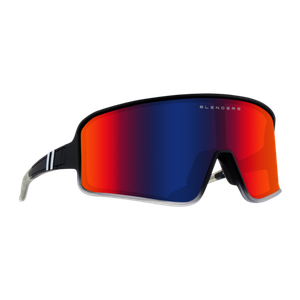 Blenders Eclipse Phantom Boss Sunglasses Matte Black-Clear Fade/Polarized Blue-Red Mirror Polarized Blue and Red Mirrored Matte Black to Clear Fade Product Image