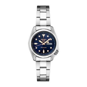Ladies Seiko 5 Sports Automatic Silver-Tone Stainless Steel Watch Blue Dial Product Image