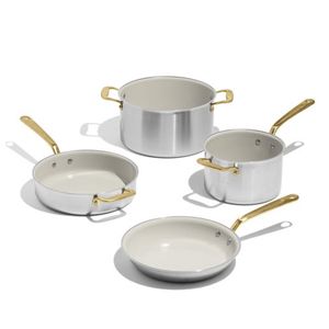 CeramiClad 2.0 7pc Non Stick Cookware Set Sand w/ Antique Brass Handles Product Image