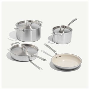CeramiClad 2.0 7pc Non Stick Cookware Set Sand w/ Stainless Handles Product Image