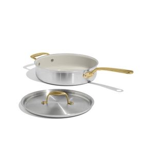 3.5qt CeramiClad 2.0 Non Stick Saute Pan w/ Lid Sand w/ Antique Brass Handle Product Image